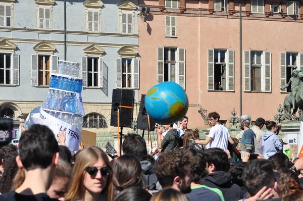 Fridays for Future environmentalist march in Turin — Stock Photo, Image