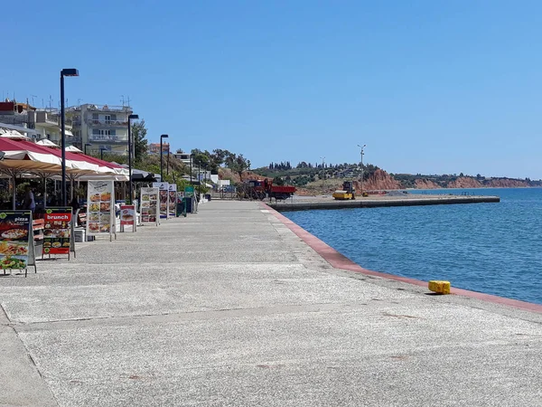Chalkidiki Greece Circa August 2019 Вид Море Неа Муданья — стоковое фото