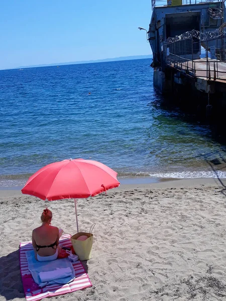 Chalkidiki Greece Circa Ağustos 2019 Skala Gerakini Plajı Manzarası — Stok fotoğraf