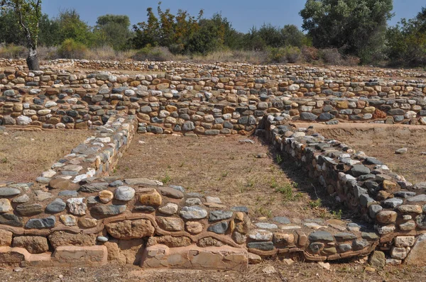 Ruinas Antigua Ciudad Olynthus Chalkidiki Grecia — Foto de Stock