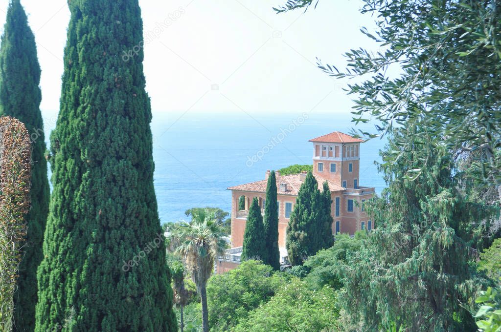 View of the Mortola beach in Ventimiglia, Italy