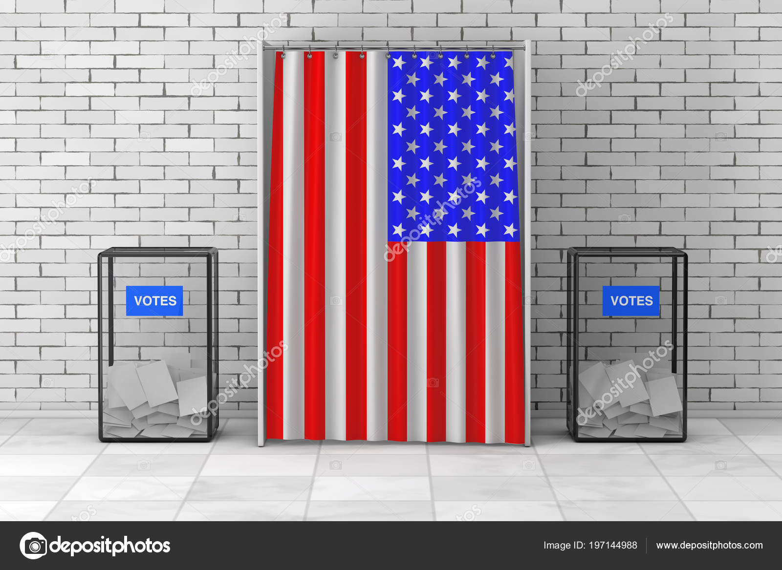 Boîtes Scrutin Près Stand Vote Blanc Avec Rideau Drapeau Usa ... Boîtes Scrutin Près Stand Vote Blanc Avec Rideau Drapeau Usa ...