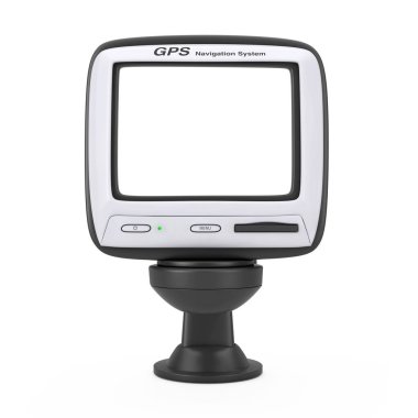 Gezinti ve küresel konumlandırma sistemi Gps aygıt boş ekranda beyaz bir arka plan ile. 3D render 