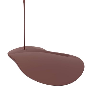 Sıcak erimiş kakao çikolata dökülen beyaz zemin üzerinde. 3D render 