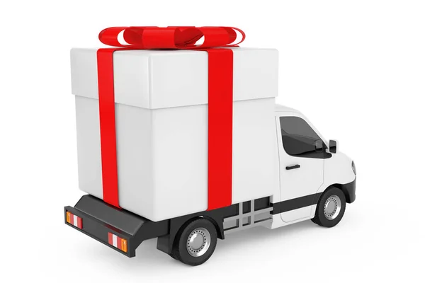 White Handlowych Przemysłowych Ładunków Dostawy Van Ciężarówka Załadowana Pudełko Czerwoną — Zdjęcie stockowe