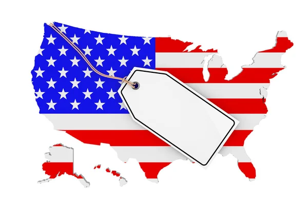 Térkép Usa Zászló Üres Eladó Címke Fehér Alapon Leképezés — Stock Fotó