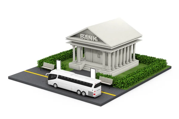 Isometric Bank Finance Building in City on a white background. 3d Rendering