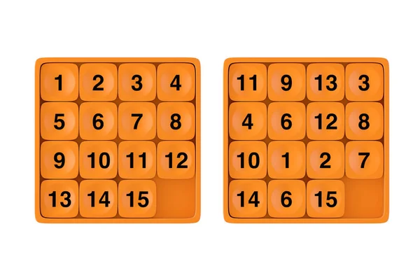 Orange Pocket Deslizante Quince Rebus Puzzle Juego Sobre Fondo Blanco — Foto de Stock