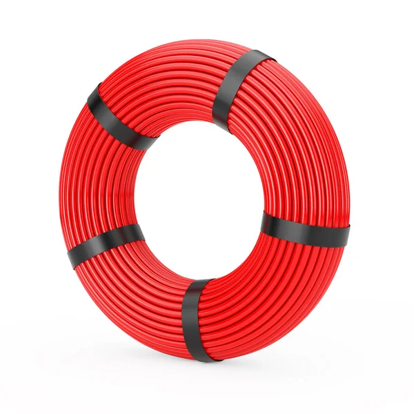 红色绞纱网塑料电缆的白色背景 — 图库照片