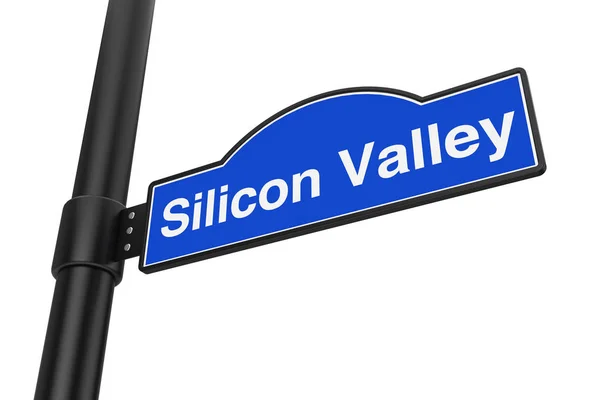 Silicon Valley Road Sign White Background Rendering — Stock Photo, Image