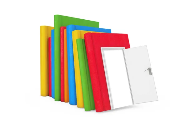 Camino Conocimiento Educación Concepto Lectura Stack Color Books Opened Door — Foto de Stock