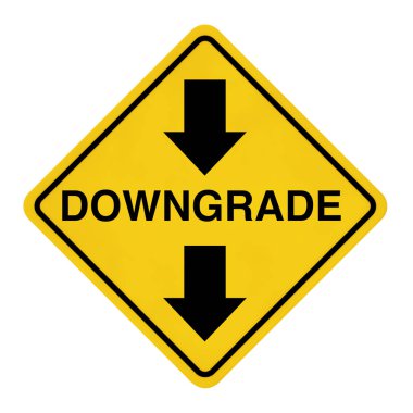 Uyarı trafik işareti üzerinde beyaz bir arka plan downgrade. 3D render
