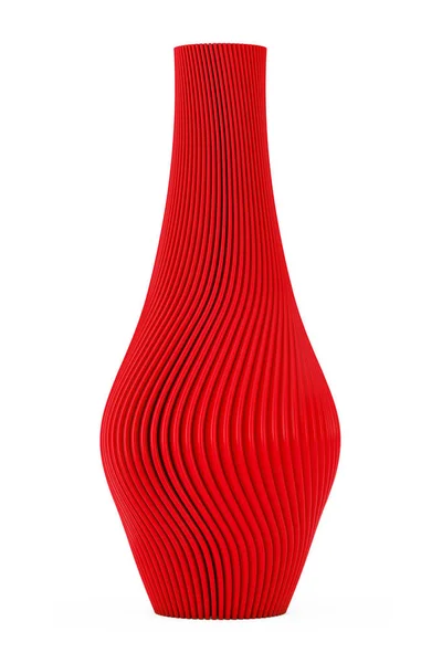 Abstract Modern Red Wave Shape Wase Sobre Fondo Blanco Renderizado — Foto de Stock