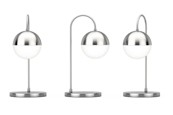 Nowoczesne Biurko Metal Lampy Stali Nierdzewnej Białym Tle Renderowania — Zdjęcie stockowe