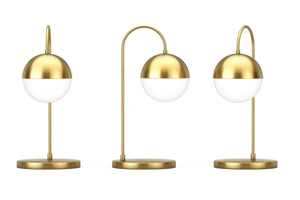 Lampe Bureau Moderne Métal Bronze Sur Fond Blanc Rendu — Photo