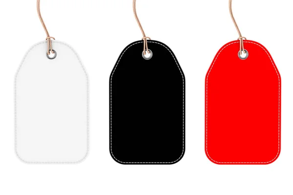 Etiquetas Blanco Negro Rojo Blanco Con Cuerdas Sobre Fondo Blanco — Foto de Stock