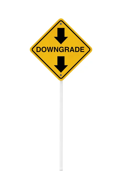 Downgrade Ostrzeżenie Znaku Drogowego Białym Tle Renderowania — Zdjęcie stockowe