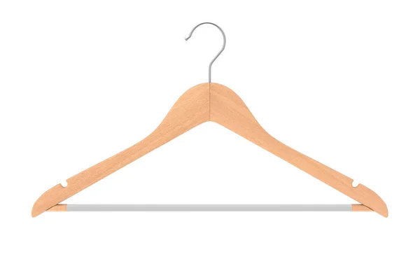 Premium Natural Finish Wooden Hangers Non Slip Bar White Background — Stock Photo, Image