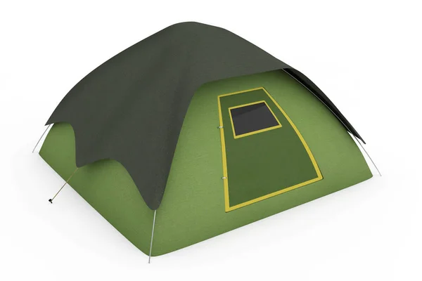 Grüne Zeltkuppel Auf Weißem Hintergrund Darstellung — Stockfoto