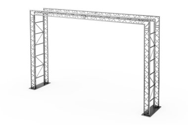 Beyaz bir arka plan üzerinde metal kafes konstrüksiyon. 3D render