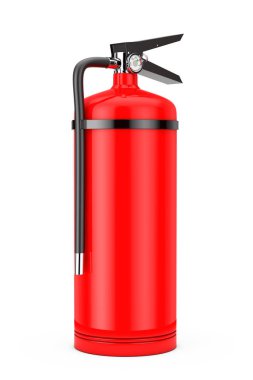 Beyaz zemin üzerine kırmızı yangın söndürücü. 3D render