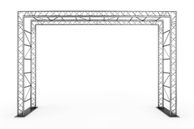 Beyaz bir arka plan üzerinde metal kafes konstrüksiyon. 3D render