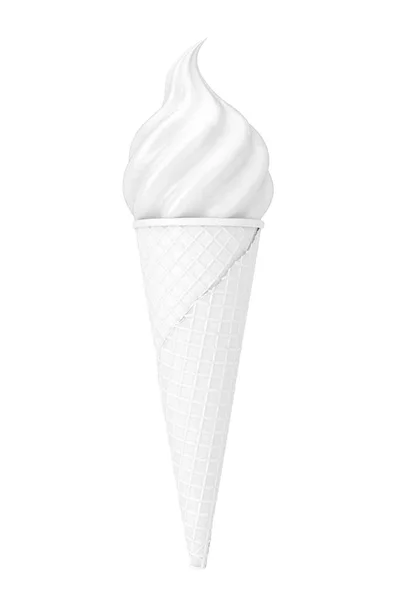 软服务冰淇淋在华夫饼脆冰淇淋锥的粘土灰色风格的白色背景 — 图库照片