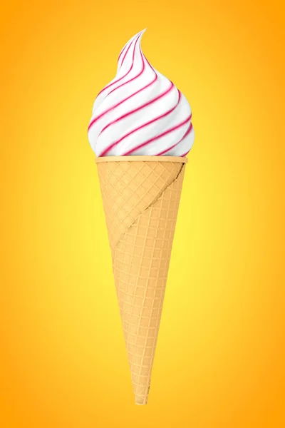 Soft Serve Ice Cream Waffle Crispy Ice Cream Cone Yellow — Stock Photo, Image