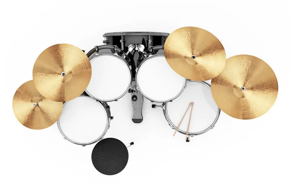Professional Rock Zwart Drum Kit Een Witte Achtergrond Rendering — Stockfoto