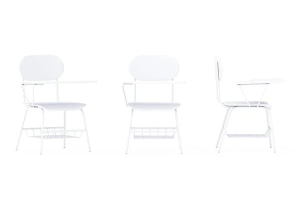 White Lecture School College Desk Table Chair Clay Render Style — Stock Photo, Image