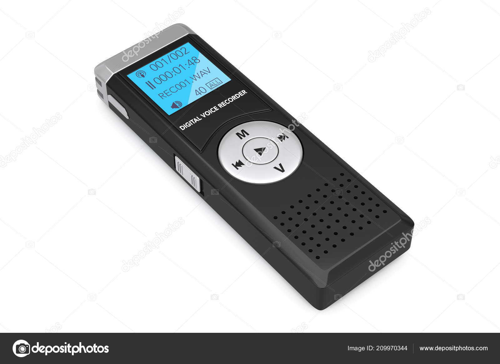 Journalist Digital Voice Recorder Dictaphone White Background Rendering