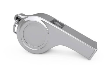 Klasik Metal antrenörler ıslık beyaz zemin üzerinde. 3D render