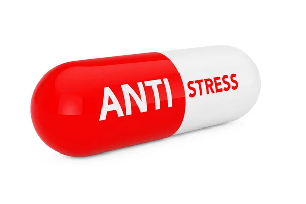 Kapsül Pill Stres Üzerinde Beyaz Bir Arka Plan Ile Render — Stok fotoğraf