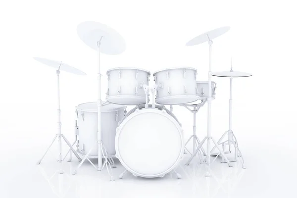 Profesionální Rock Drum Kit Stylu Clay Bílém Pozadí Vykreslování — Stock fotografie