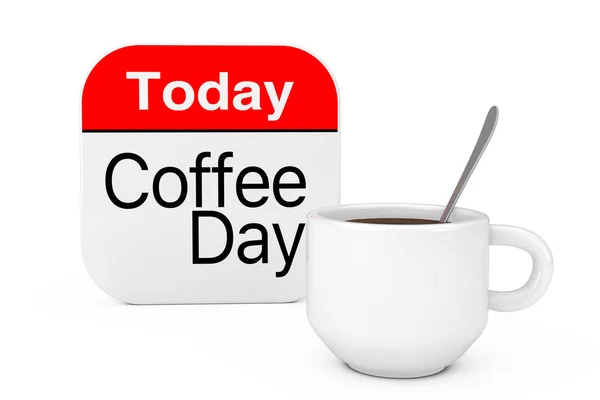 今日は白い背景の上の近くにコーヒー カップ コーヒー日アイコンです レンダリング — ストック写真