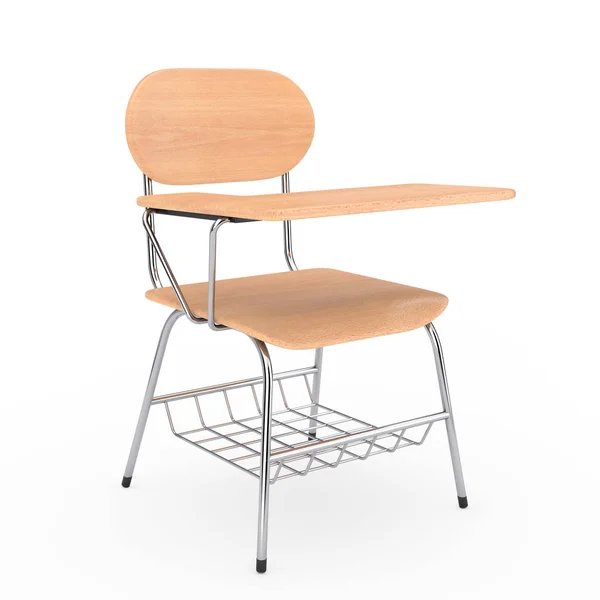 Wooden Lecture School College Desk Table Chair White Background Rendering — Stock Photo, Image