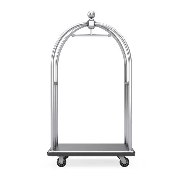 Серебряный Хром Luxury Hotel Luggage Trolley Cart Белом Фоне Рендеринг — стоковое фото