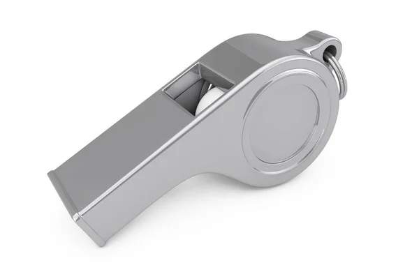 Classic Metal Coaches Whistle White Background Rendering — Stock Photo, Image