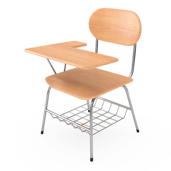 Lecture School Legno College Desk Table Con Sedia Sfondo Bianco — Foto Stock