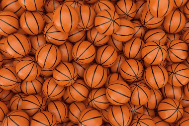 Turuncu basketbol topu arka plan aşırı closeup yığını. 3D render
