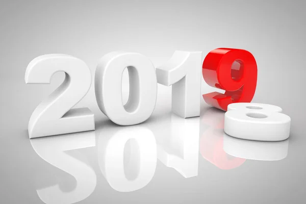 Yeni Yıl 2019 Işareti Gri Bir Arka Plan Render — Stok fotoğraf