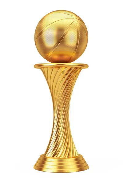 Conceito Prêmio Basquete Bola Basquete Troféu Ouro Fundo Branco Renderização — Fotografia de Stock