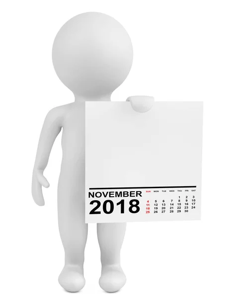 Noviembre Calendario Celebración Octubre 2018 Sobre Fondo Blanco Renderizado — Foto de Stock