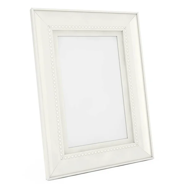 Blank Mock Moldura Branca Para Fotografias Fundo Branco Renderização — Fotografia de Stock