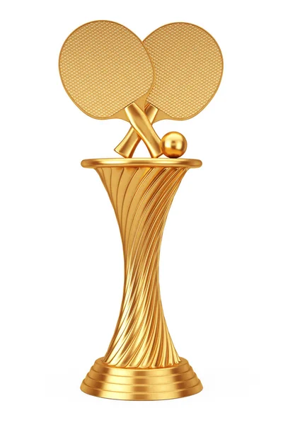 Conceito Prêmio Tênis Golden Award Trophy Ping Pong Raquetes Tênis — Fotografia de Stock