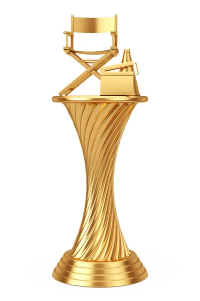 Film Award Konseptet Golden Award Trophy Director Chair Movie Clapper – stockfoto