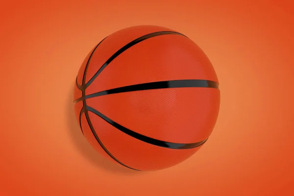 Balle Basket Ball Orange Sur Fond Orange Rendu — Photo