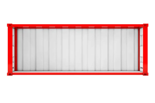 Lege Red Shipping Container Met Zijwand Verwijderd Een Witte Achtergrond — Stockfoto