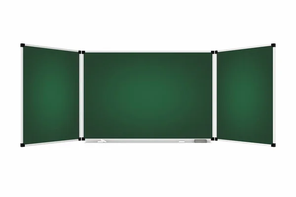 绿色空白三部分黑板或黑板与自由空间为您的设计在白色背景 — 图库照片