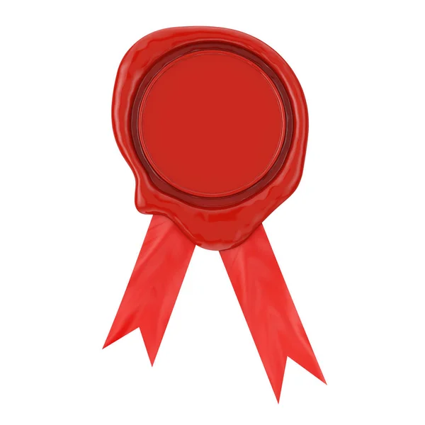 Red Seal Воску Або Логотип Стрічкою Білому Тлі Рендерінг — стокове фото